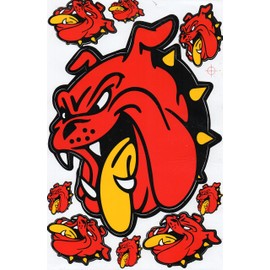1 Sheet - Bulldog Dog Red Sticker Motorsport Motocross Car Scooter Tuning Sticker Film 1 Sheet 270 mm x 180 mm Weatherproof or also for Model Making