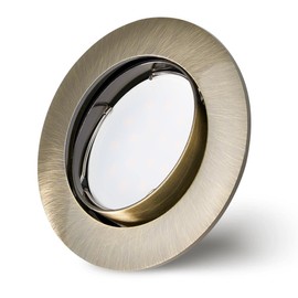 NCC-Licht Set of 6 Recessed Spotlights Brass Green Diameter 68 mm Hole with LED Module 5 Watt 400 Lumen Warm White 2700 K Ultra Flat 30 mm Swivelling