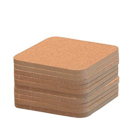 Thirsty Rhino Indah, Cork Coaster With Fiberboard Back, Natural Cork Finish, Set of 10 (Square)