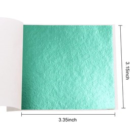 KINNO Gold Leaf Sheets - 100 Sheets, Cyan Gold Foil for Arts, Decoration, Gilding, Handcrafts, Picture Frames, Paintings, Furniture, Wall (3.15 x 3.35 Inches)