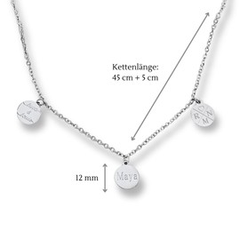 Personalisierte Familienkette als Geschenk für Frauen | zur Geburt | zur Hochzeit | für die Freundin | für Mama (Silber)