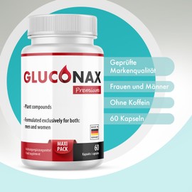 Gluconax Premium Capsules - Maxi Pack - for Men and Women - with 60 Capsules Monthly Supply 1x