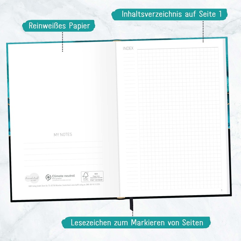 Trendstuff by Häfft A5 Squared Notebook [Shiny Teal] 124 Pages,
