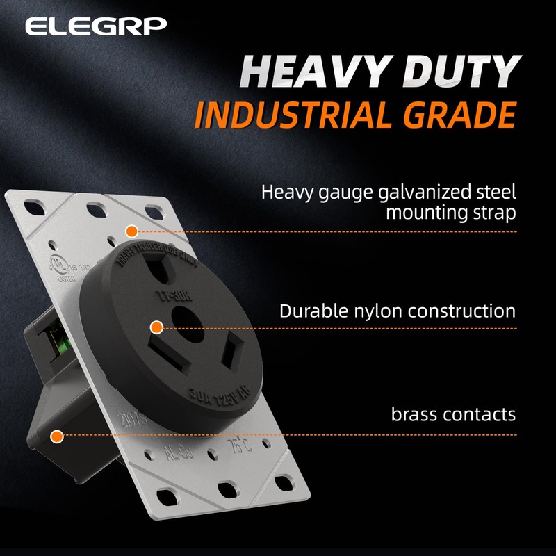 ELEGRP NEMA TT-30R RV Receptacle, 30A 125V Flush Mounting Power