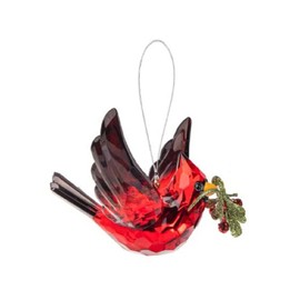 Ganz Midwest KK643 Faceted Bright Red Cardinal in Flight 5 x 4.5 Inch Acrylic Christmas Décor Hanging Ornament