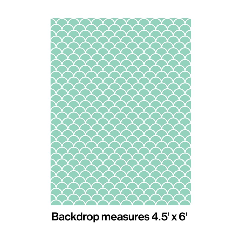 Creative Converting Scallop Photo Backdrop, 4.5ft x 6ft, Mint Green