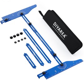 Stair Tread Template Tool, Solid Stair Measuring Tool, Upgrade Aluminum Stair Tread Jig, Adjustable Stair Tread Gauge Shelf Scribe Layout Tool for Stairs, Risers and Cutting Drywall Blue