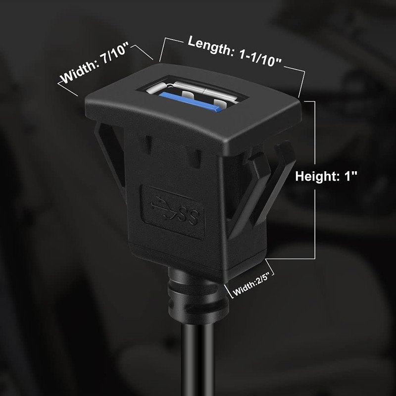 BATIGE Square Single Port USB 3.0 Panel Flush Mount Extension