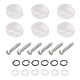 PATIKIL Guitar Tuning Peg Button Machine Head Oval and Concave Acrylic Button White for Electric Fork Acoustic Guitar with 6 Screws 12 Ferrules