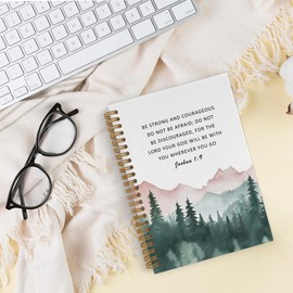 QLMX Bible Inspirational Joshua 1:9 Spiral Notebook, Be Strong and Courageous Christian Journal Notebook, Religious Notebooks for School Work, Christian Office Supplies Gifts for Women Faith, 5.5x8.3