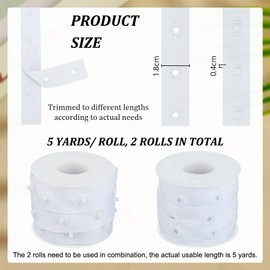 OLYCRAFT 5 Yards White Snap Button Tape 0.7 Inch Wide Sewing Snaps Polyester Snap-On Tape Fastener Replacement Sewing Tapes for Fabric Closures Apparel Making DIY Projects