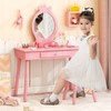 HONEY JOY Pink Crown Makeup Vanity, Includes Chair & Real