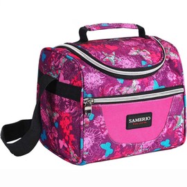 SAMERIO Kids Lunch Bags Insulated Lunch Box for Girls Boys Children Student Cooler Lunch Tote Bag With Adjustable Shoulder Strap for School Office Work Picnic Outdoor Activities(ROSE)