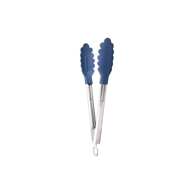 DELISH KITCHEN Pearl Metal Tongs, Navy, 9.4 inches (24 cm),