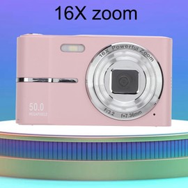 FHD 1080P Camera, Autofocus 16X Zoom 2.4in Screen Pocket Digital Camera Video Recording Prevent Vibration for Travel (Pink)