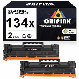 Chipink Chipink 134X Black Toner Cartridge (with Chip) Replacement Compatible with HP 134X Toner Cartridges W1340X 134A for 209dw MFP M234dw M234sdw Printers Ink | High Yield, 2 Pack, Black