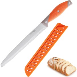 VITUER Bread Knife with Cover, 8 inch Serrated Bread Knife for homemade bread