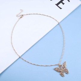 Cimenexe Bohemian Large Butterfly Pendant Necklace Choker Hollow Butterfly Choker Necklace Gold Butterfly Chain Necklace Vintage Twisted Chain Necklace Jewelry for Women and Girls