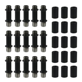 Wealrit 15 Sets Black Straight Pipe Lamp Stem with Connector Metal Threaded Extension Rods M10 Lamp Extension Rods Light Fixture Parts(1.57" Long)
