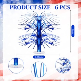 Memorywuu 6 Pcs Blue Foil Spray Centerpieces for Tables Metallic Star Table Decorations for Birthday Graduation Party Favor Supplies New Year Photo Booth Props, 8.7 Inch Tall