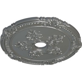 Ekena Millwork CM26ATSLS Attica with Rose Ceiling Medallion, 26"OD x 3 3/4"ID x 1 1/2"P, Hand-Painted Silver