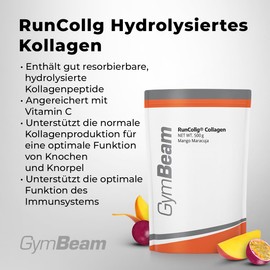 GymBeam GymBeam RunCollg Hydrolysiertes Kollagen Pulver, hochdosiert, Untersttzung fr Bewegungsapparat & Immunsystem, angereichert mit Vitamin C, fr Knochen & Knorpel (500 g, Mango Maracuja)