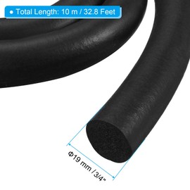 PATIKIL 3/4 Zoll x 6,6 Fuß Backer Rod, Schaumstoff-Seil Dichtungsmasse Riss Fugenfüller Rolle Dichtungsstreifen für Hausbau, Schwarz