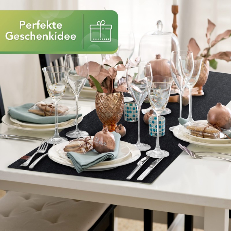 Sidorenko Modern Felt Table Runner Anthracite – 100 x 30