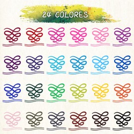 CHARSOCO Dual Tip Brush Pens Set Of 24 Coloured, Colouring Pens brush pens,Fine Tip 0.4mm and Watercolour Brush Tip 1-2mm, Coloured drawing pens for Artists，Beginners