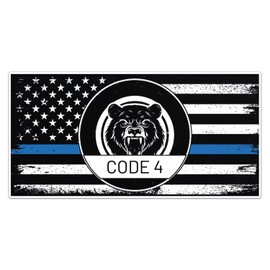Code 4 Thin Blue line Sticker - Waterproof Vinyl Decal for Car Bumper, Water Bottle, Car Decal, American Flag Thin Blue Line Decal for Cars Trucks Window Phone Cases Laptop, Size - 5'' Longer Side