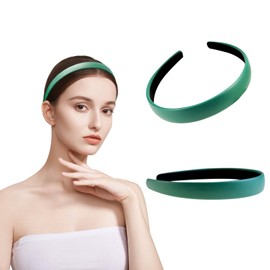 Ptrin PU Headband,0.8 Inch Wide Satin Headbands for Women's Hair，Non Slip Solid Hair Bands Hair Accessories Cosplay DIY Holiday Head Band，4 Pack(PU leather+white+green+black+red)