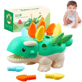 Juguetes Sensoriales de Dinosaurios, Juguetes Didacticos Montessori Dinosaurio, Juguete de Habilidades Motoras Finas, Juegos Educativos para Aprender Matemáticas y Clasificación de Colores de 3+ Años