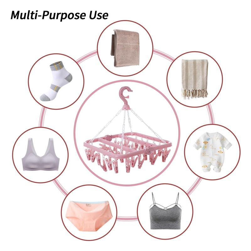 Rainfordhoma Clothes Drying Rack with 32 Clips, Foldable Hanging Rack,