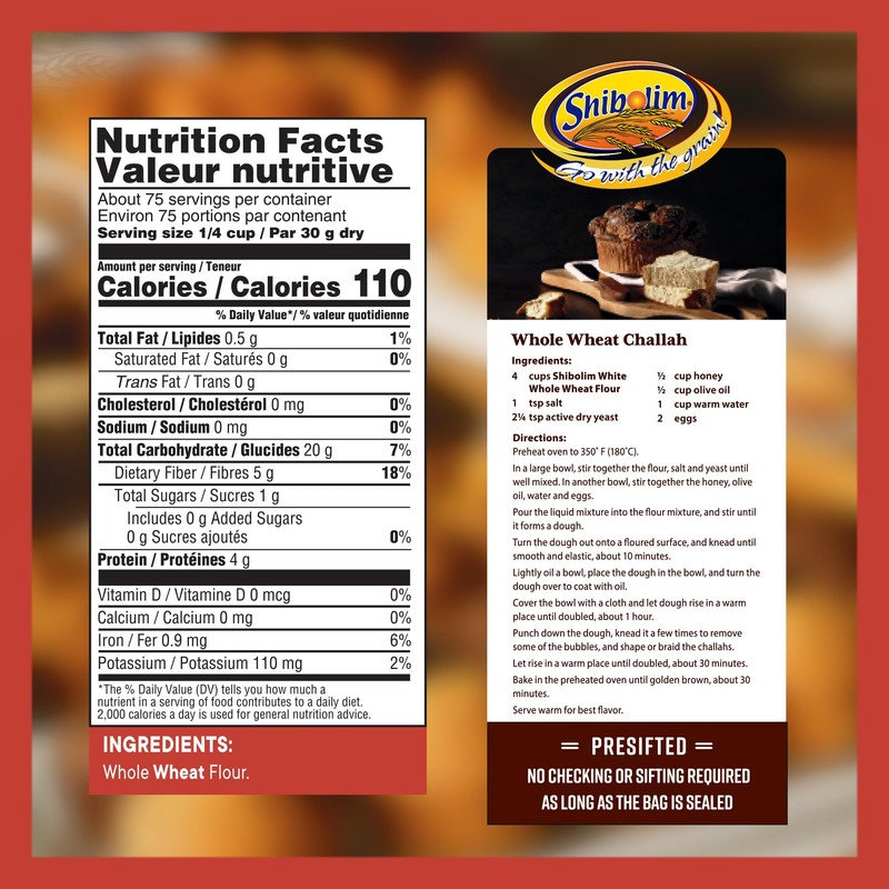 Shibolim White Whole Wheat Flour, 5lb | Triple Sifted Flour