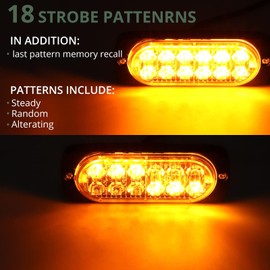 EYPINS 4 x 12 LED Front Flash, Flashing Light, Strobe Warning Light, Emergency Warning Flasher, Dash Strobe, 48 W, 18 Flashing Modes for 12/24 V Truck, Tractor, Truck, Car, Emergency Forklift Truck,