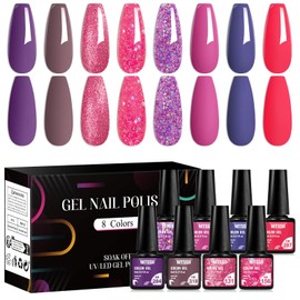 MTSSII 8PCS Gel Nail Polish Set, Soak Off UV LED Lamp Gel Nail Polish Kit (SET6, 8PCS)