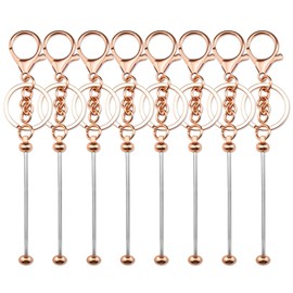 SUDIKUB 8pcs Blank Beaded Keychains Bulk Keychain Making Kit Keychains Accessories For Women Man Creative Cute Beadable Keychain Bar For Beads Purse Keyrings