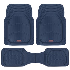 BDK Heavy Duty Blue Rubber Car Mats Full Set - Universal Trim-to-Fit All Weather Floor Mats - Floor Mats for Car Accessories - Front & Back Interior Floor Mats for Truck Accessories