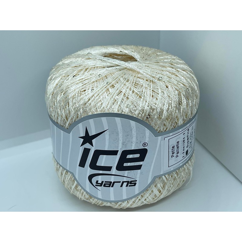 Petite Paillette Cream with Silver Mini Sequins Yarn - 50