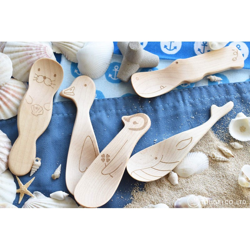 TOUGEI Gift Aqua Cutlery Set, For Children, Wooden Spoon, 5-Piece