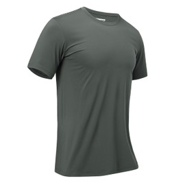 MAGCOMSEN Mens Workout Shirts Dry Fit Short Sleeve Running Tee UV Protection Athletic Crew Neck Sretch Tops Darkgray M