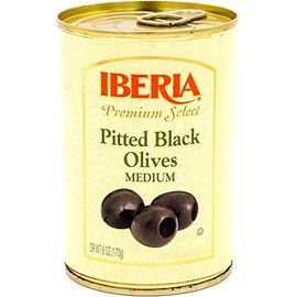 Iberia Premium Select Pitted Black Medium Olives, 6 Ounce (Pack of 12)