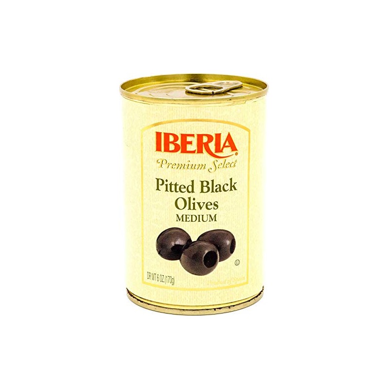 Iberia Premium Select Pitted Black Medium Olives, 6 Ounce (Pack