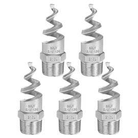 sourcing map 5Pcs Spiral Cone Nozzles, PT 3/4" Male 304 Stainless Steel Dust Remove Sprayer Atomization Sprinkler for Garden Watering Fire Proof Gas Cooling, Silver