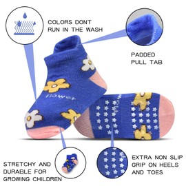 HYCLES Baby Boy Socks with Grips - Toddler Anti Slip Socks Non Slip Toddler Socks Girls Grip Ankle Socks for 1-3 Years