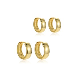 Salanda Gold Hoop Earrings for Women,Small Huggie 18K Gold Plated Earring Hypoallergenic Gold Earrings Set for Women Girls 025/10/12mm