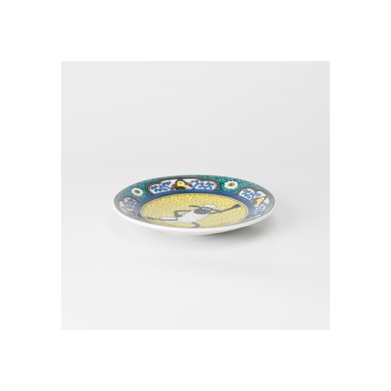 Kutani Yakiwata, "Kutaniyaki" Shaun the Sheep, Small Plate, Yoshidaya Art
