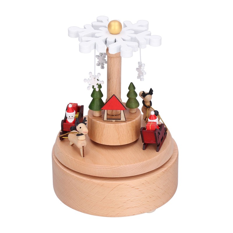 Wooden Music Box Snowflake Decor Wood Grain Texture Beautiful Sound