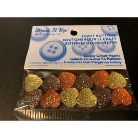 DRESS IT UP GALAXY GLITTER HEARTS PINK PURPLE CLEAR GLITTER HEARTS 12p