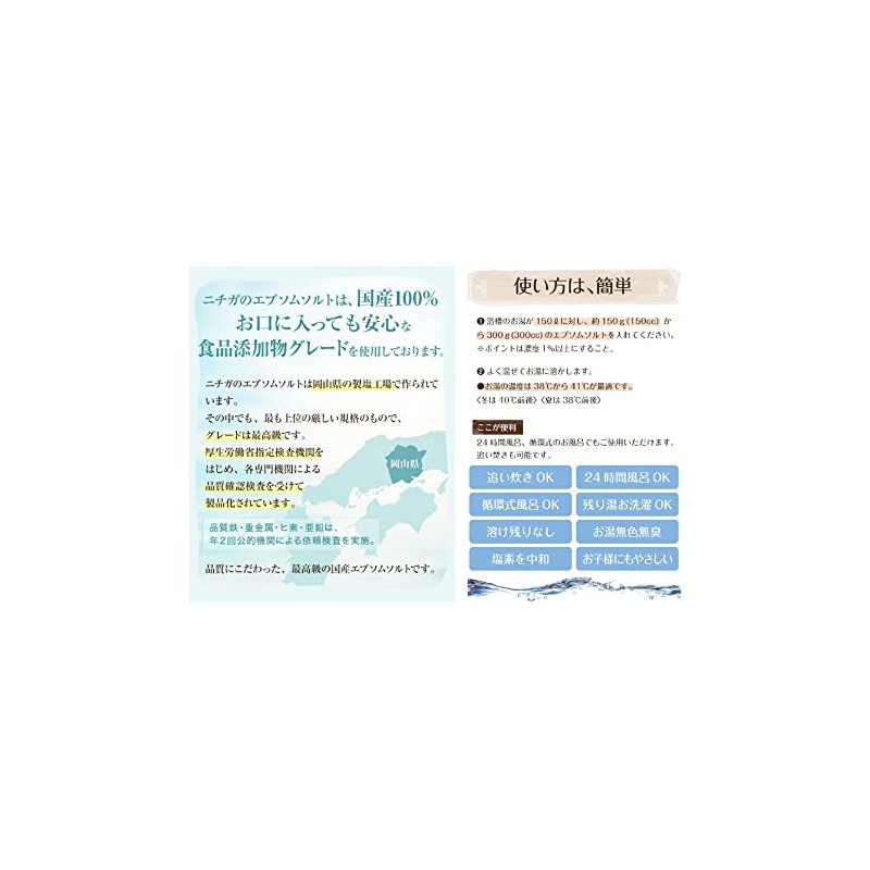 Nichiga Epsom Salt Bath Cosmetics, Japanese Ingredients